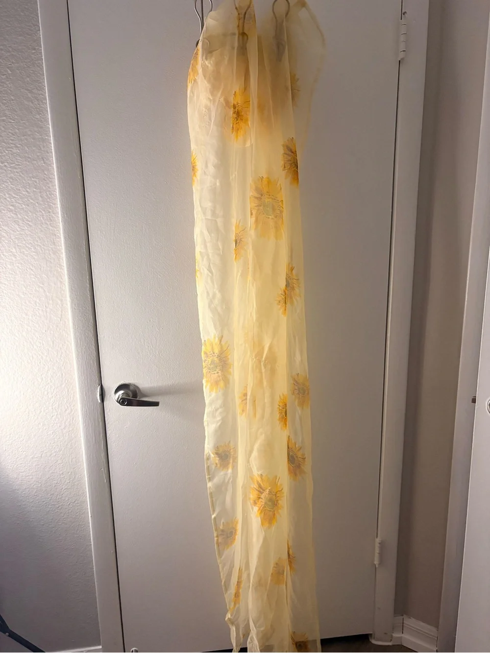Sheer Sunflower Embroidered Mesh Curtains - Yellow